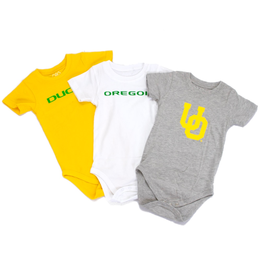 Ducks Spirit, Onesies, Cotton Blend, Kids, Infant, Wes and Willy, 3 pack, Set, 803175, Oregon, Ducks